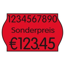 PrinterLabels AS Preisetiketten leuchtrot permanent 26,0 x 16,0 mm, 12 Rollen