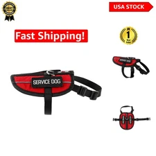 Red Nylon Service Dog Vest with Reflective Lines & Adjustable Handle – XXS Size