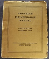 1934 Chrysler Maintenance Shop Manual Six Airflow Imperial Nice Original 34