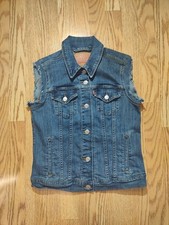 Levi's women's denim vest Medium Jean Blue Button Up Type 2