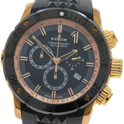 EDOX Chronoffshore1 Chronograph Quarz Armbanduhr Herren SS GP Kautschuk Schwarz