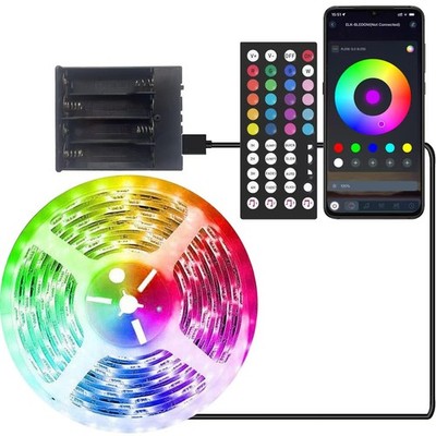 Baeyateda Battery Operated LED Strip Lights 13.12ft RGB Color Changing, Music...