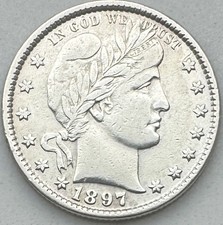 1897 Barber Quarter Dollar UNCIRCULATED 90 Silver