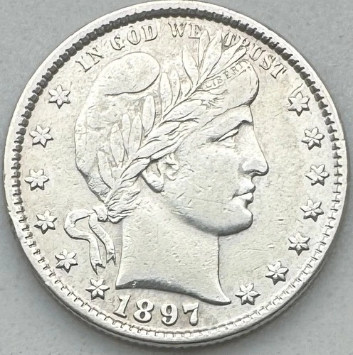1897 Barber Quarter Dollar UNCIRCULATED 90 Silver