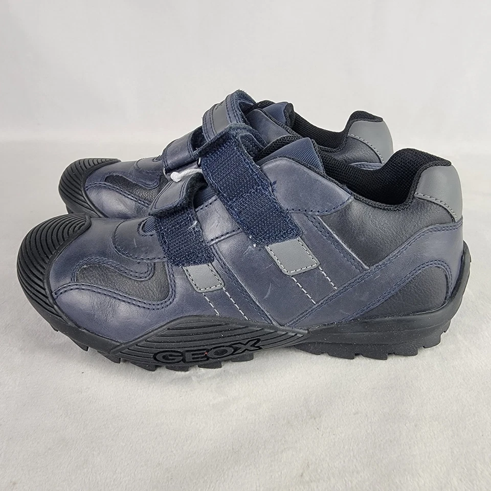 Geox Zapatos de Cuero Azul Marino Doble Correa Gancho y Lazo Niños Niños Talla 33/2 Foto 3 de 4