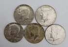 Kennedy Half Dollar, 40 percent silver, lot of 5 coins, $2.50 face value