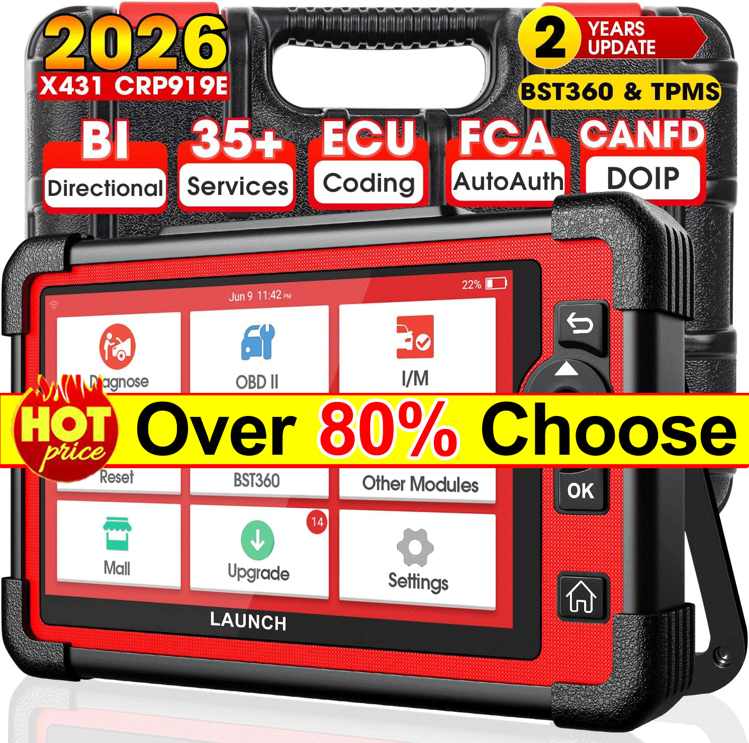 2026 LAUNCH X431 CRP919E dispositivo diagnostico professionale per auto OBD2 TUTTI i sistemi ECU coding DE