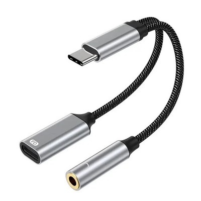 2 in 1 Type-C USB C to 3.5mm AUX Audio Headphone Jack Adapter Charger Cable New