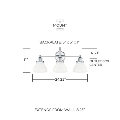 Capital Lighting 8303-128 Baxter 3 Light 24"W Bathroom Vanity - Picture 3 of 9