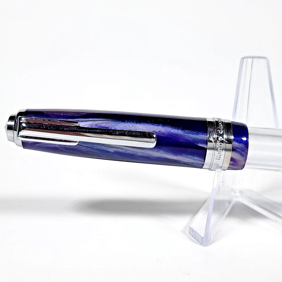 Pluma Estilográfica Modelo RECIFE Depose Años 90 CT Mármol Azul Transparente M Acero Inoxidable GP Nueva en Caja Foto 3 de 4