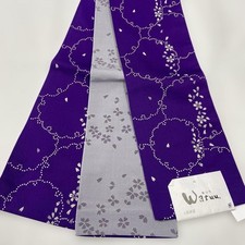 Yukiwa Sakura Half Width Obi Kimono Yukata Hakama Polyester Purple Gray Japan