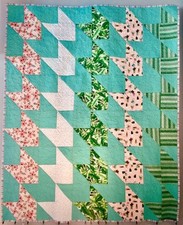 HANDMADE 4 Patch Star 60 x72 Quilt Pink Green Teal Floral And Desert Prints