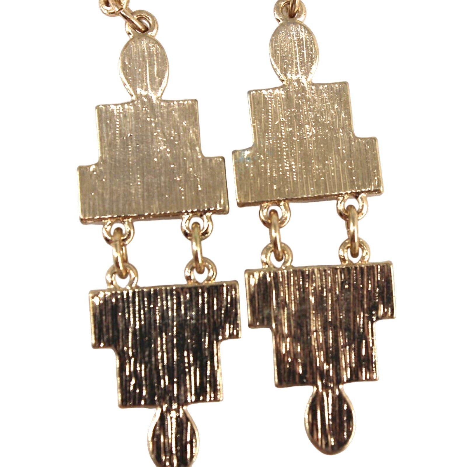 Black Goldtone Dangle Earrings Rectangular Oval F… - image 2