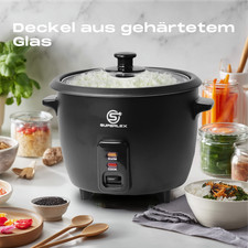 SUPERLEX Reiskocher klein 1L mini 450W, Antihaft-Beschichtung Warmhaltefunktion