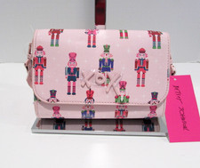 Betsey Johnson Kitsch Pink Nutcrackers Crossbody Bag Clutch NWT