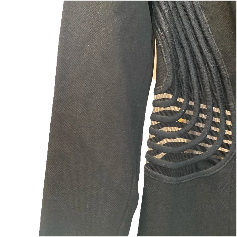 Novo Vestido de Trem Stella McCartney Preto Manga Longa Bordado Crepe - Imagem 2 de 4