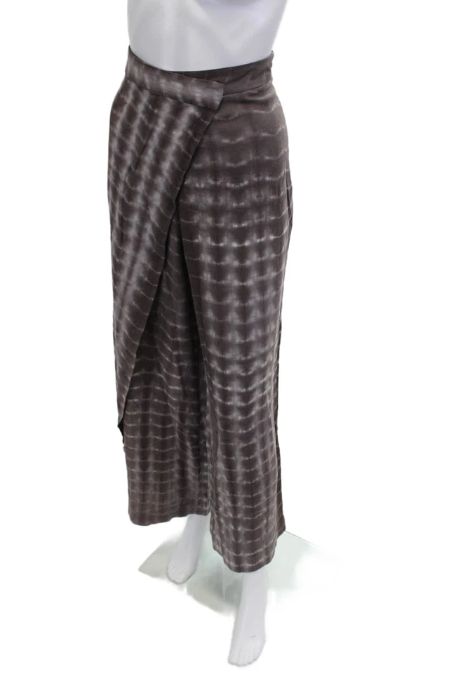 Pantalones de vestir para mujer Zara marrón viscosa lino boho cremallera entrepierna 29 talla M Foto 2 de 4