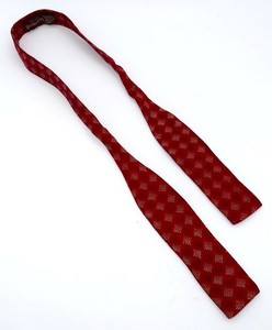 F. R. Tripler & Co. Silk Bow Tie, Dark Red, Black, Light Gray Diamond Design 33"
