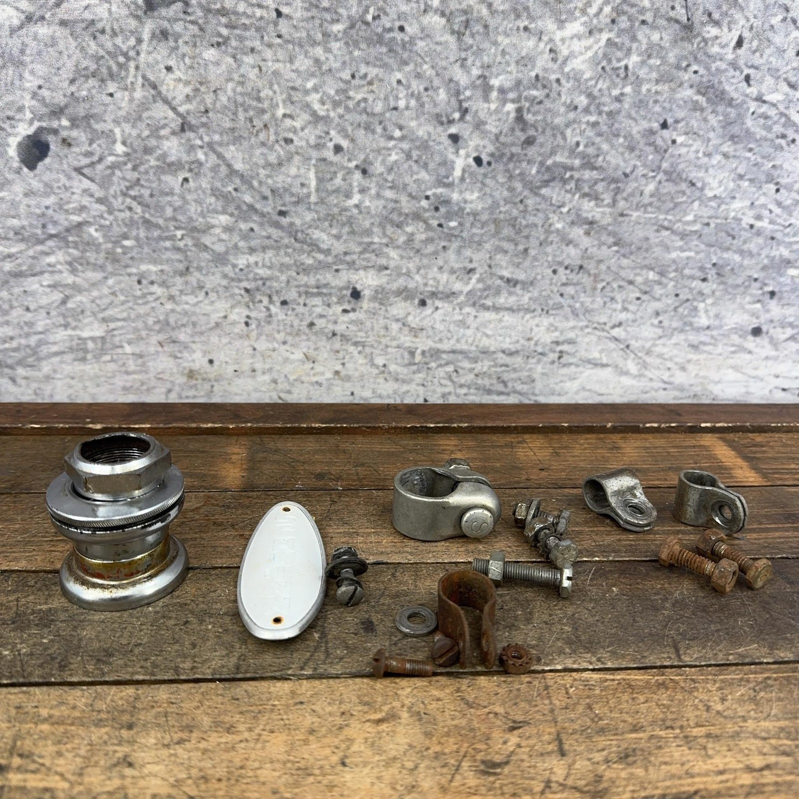 Vintage Schwinn Stingray Headset Parts Lot 1970s Clamps Sissy Bar Bolts (49.99 USD)