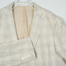 Blazer Abrigo Deportivo Lauren Ralph Lauren Para Hombres 48R Lino Cuadros Espiga Beige