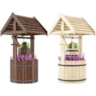 Outsunny Wishing Well Planter with Bucket, Wooden Wishing Well