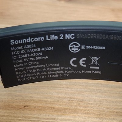 Soundcore Life 2 NC Noise Cancelling Headphones Black Model A3024