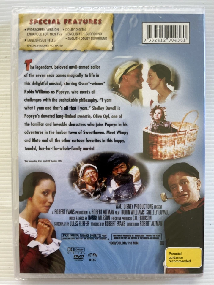 DVD - POPEYE (1980) R4 - Robin Williams - Shelley Duvall - TOTALMENTE NUEVO Y PRECINTADO Foto 2 de 2