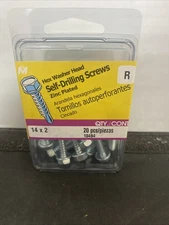 Midwest Fastener #14 x 2" Hex Washer Head Self Drilling Zinc Pl Screws box of 20