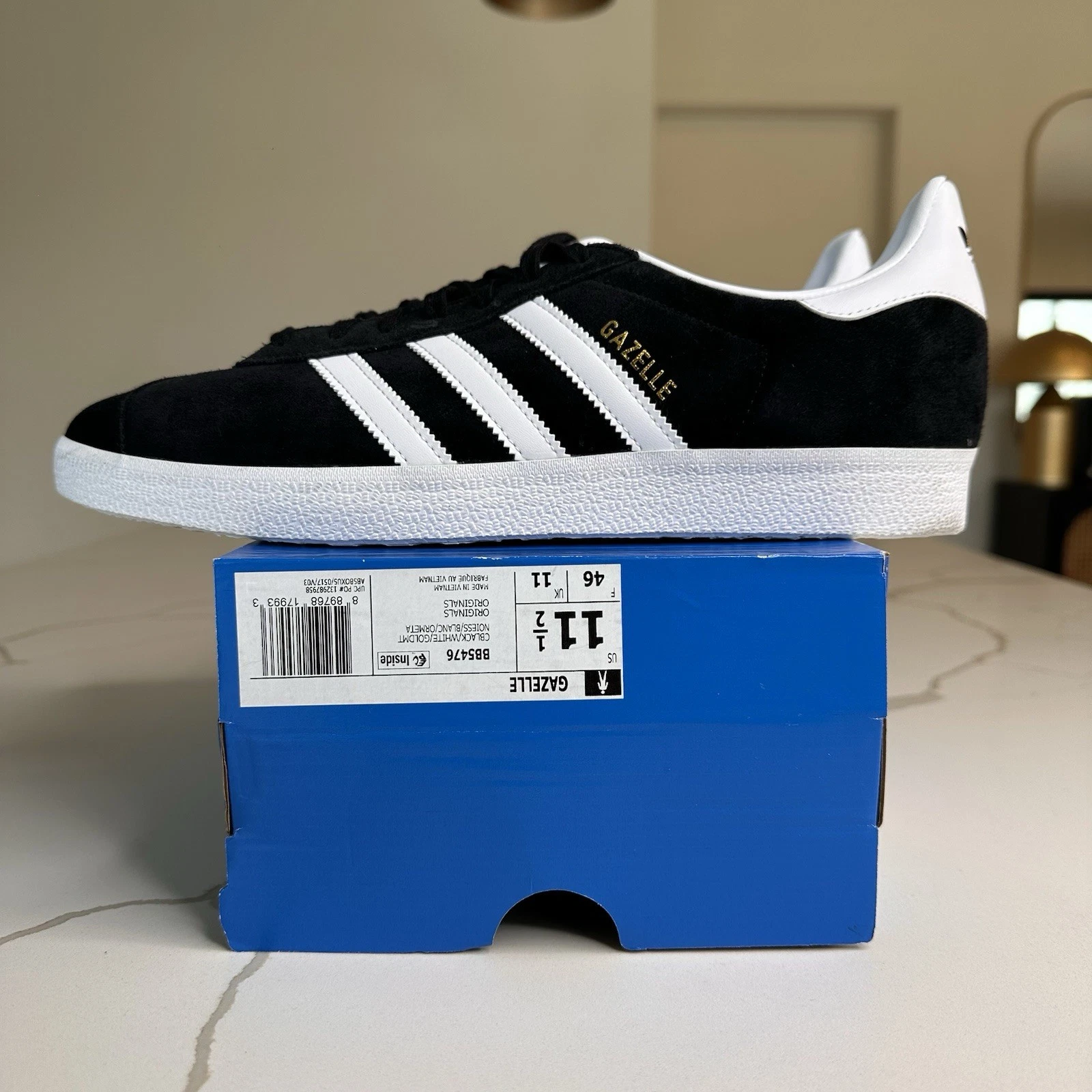 Adidas Gazelle Black White Men’s Shoes Sz 11.5 (BB5476)