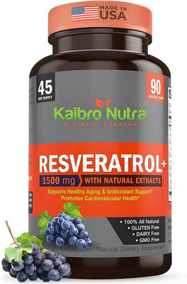 Kaibro Nutra Resveratrol Supplement, 1500mg Extra Strength Trans Resveratrol, Qu