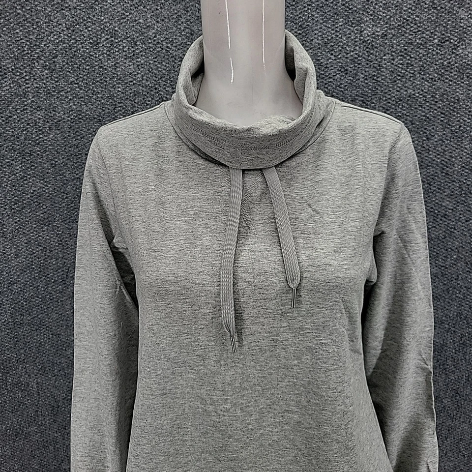 Pullover Isaac Mizrahi Live para mujer de felpa francesa cuello embudo gris talla pequeña Foto 4 de 4