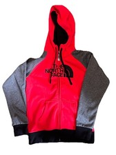 The North Face Youth S/P Full Zip Hoodie Pink Gray Black Fleece Sweatshirt