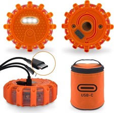  USB-C Rechargeable LED Road Flares Emergency Lights-Large Capacity (Lithium Bat