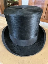ANTIQUE ORIGINAL 1880’s SINCLAIR & CO. LONDON BLACK BEAVER SKIN FUR TOP HAT