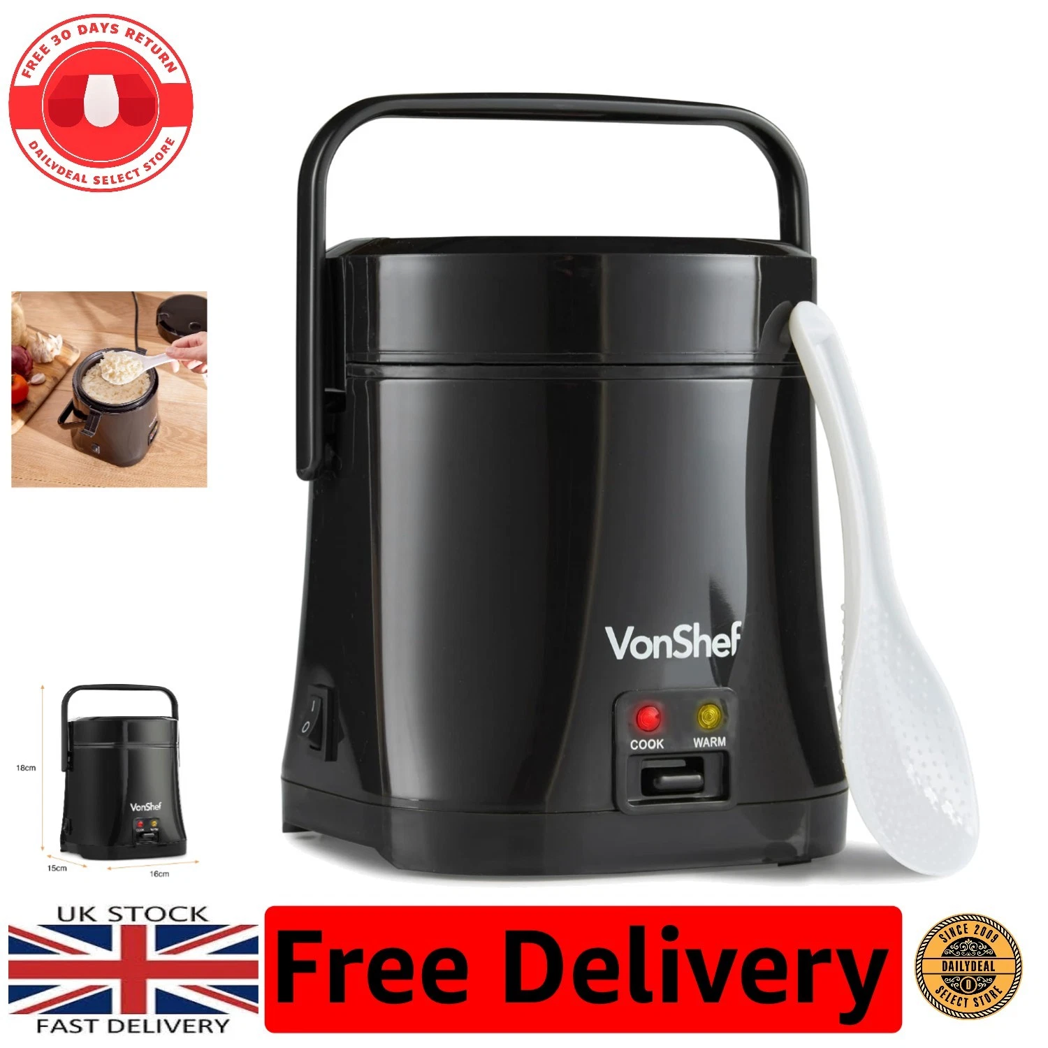 Small 0.3L Rice Cooker with Detachable Pot and Spatula – Perfect for Solo Dining
