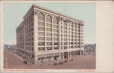 #ad Pacific Electric Depot Los Angeles CA Streetcar Tracks Beaux Arts Postcard $14.95