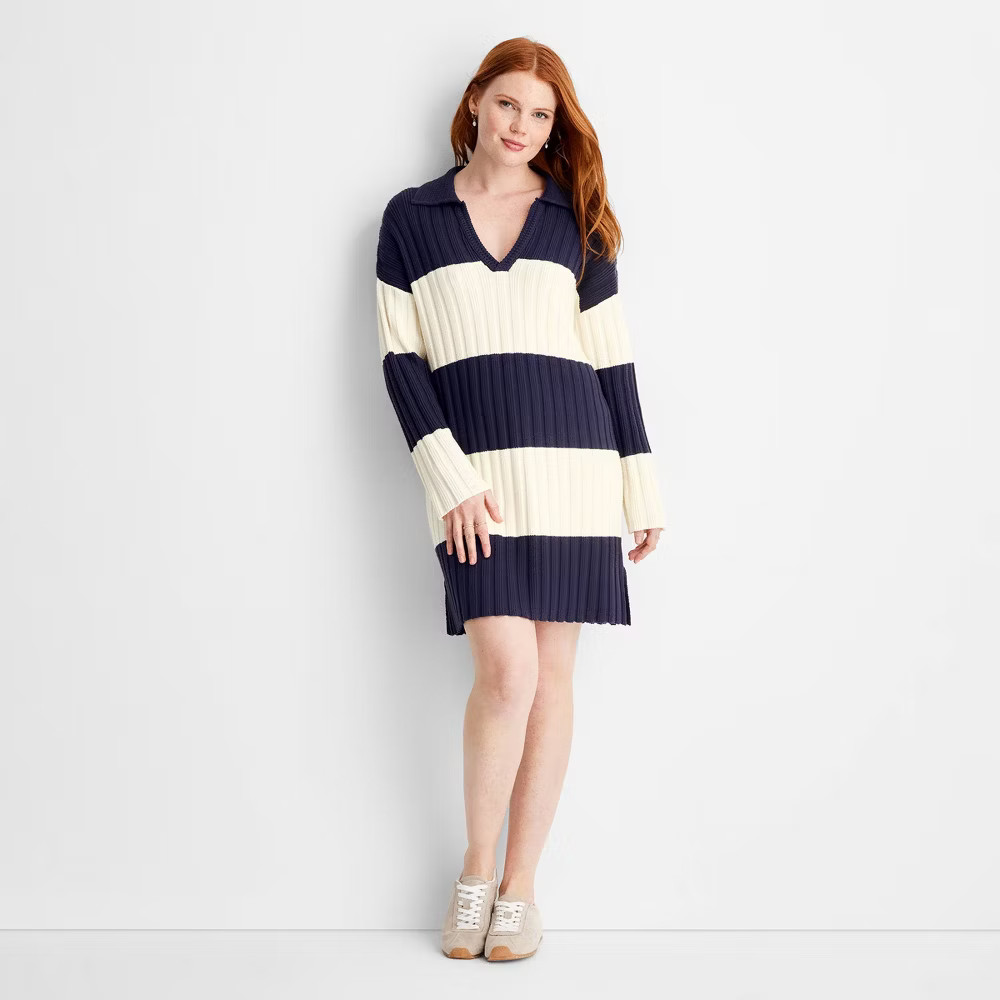 Women's Long Sleeve Rugby Mini Sweater Dress Future Collective