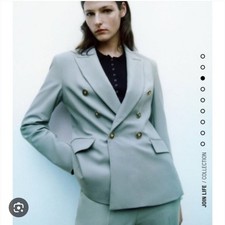 ZARA  Double Breasted Blazer Blue Sz S