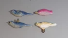 Vintage Christmas Bird Fish Figural Light Bulbs   Lot of 4 Hand Painted Glass
