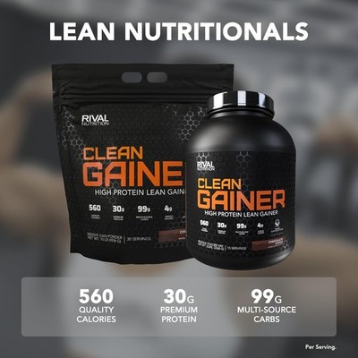 Rival Nutrition Clean Gainer Powder Drink Mix 30g High Protein Lean Gainer