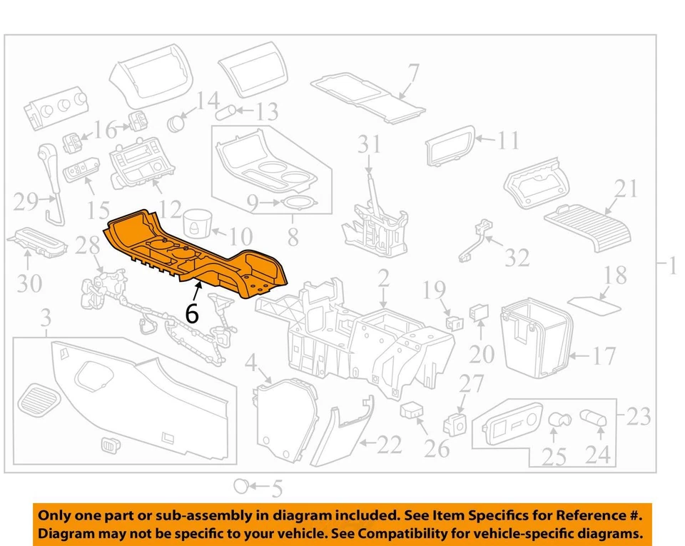 Cubierta transversal para Chevrolet 2009-2012 F/FLR CNSL *L CAS/DK 20817652 - NUEVA OEM Foto 2 de 3