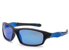 BLOC Junior Sunglasses Spider J22 Sport Blue Mirror Lenses Black Frame UV400 