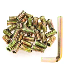 26Pcs Threaded Inserts 5/16"-18 x 25mm Zinc Plated Steel with Hex Wrench Wood