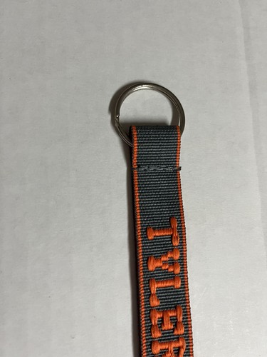 Tyler Embroidered Name Strap Key Rings Keychains with Clasp gray and orange - Picture 2 of 3