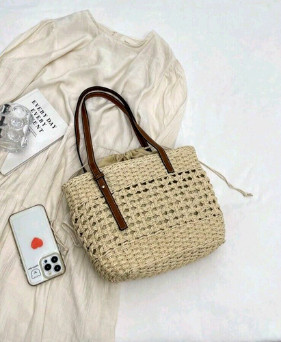 2024 Summer Beach Woven Boho Women Handbag Tote Straw Bag Round Rattan Shoulder - Picture 2 of 5