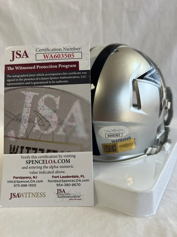 Jay Novacek Hand Signed Autographed Dallas Cowboys Mini Helmet JSA & PIA COA - Image 4 of 4
