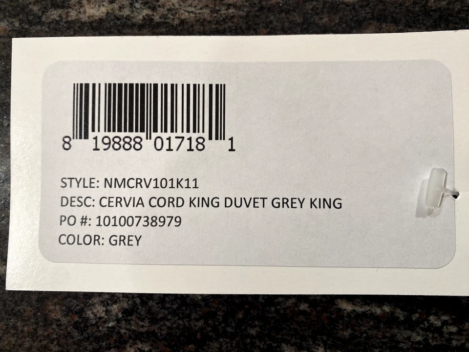 Brand New Callisto Cervia Cord King Duvet, Grey, 96"L x 106"W - Image 4 of 4