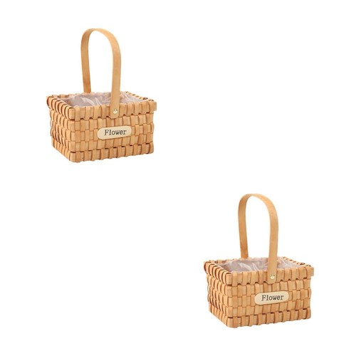 Rattan Gewebt Retro Quadrat Gewebt Rattan Lagerung Handwoven Ostern - Bild 6 von 12