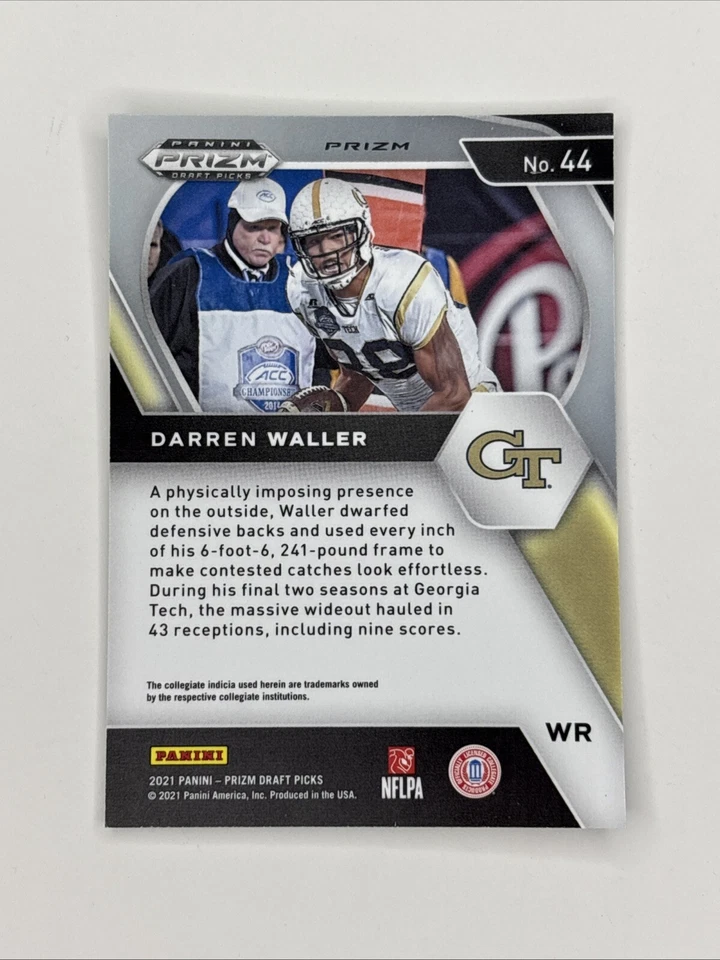 2021 Prizm Draft Picks Green Wave Prizm Darren Waller #44 - Image 2 of 2