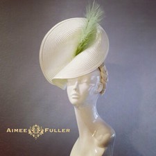 Aimee Fuller White Mint Green Kentucky Derby Hat Royal Ascot Fascinator Lime
